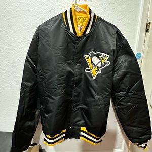 Vintage Pittsburgh Penguins Jacket Mens XL Black Starter Satin NHL Hockey 80s
